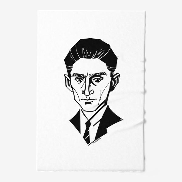 Полотенце «Франц Кафка, графический портрет писателя, черно-белый»