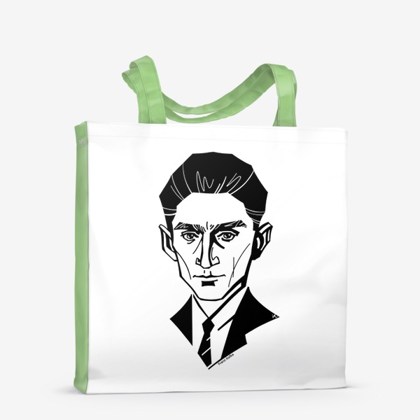 Сумка-шоппер «Франц Кафка, графический портрет писателя, черно-белый»