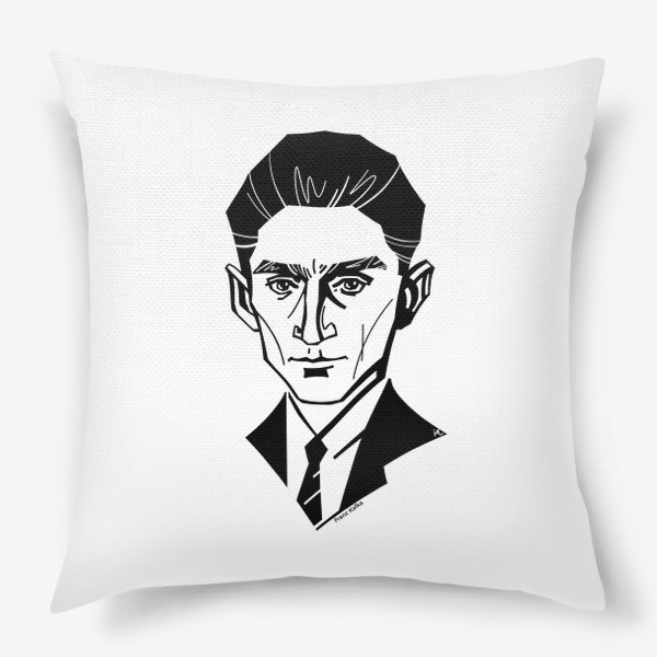 Подушка «Франц Кафка, графический портрет писателя, черно-белый»
