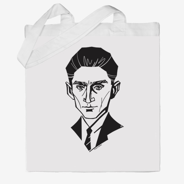 Сумка хб «Франц Кафка, графический портрет писателя, черно-белый»
