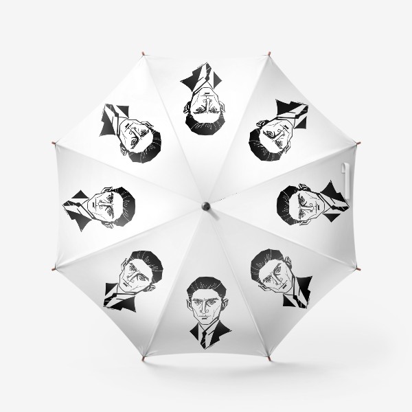 Зонт «Франц Кафка, графический портрет писателя, черно-белый»