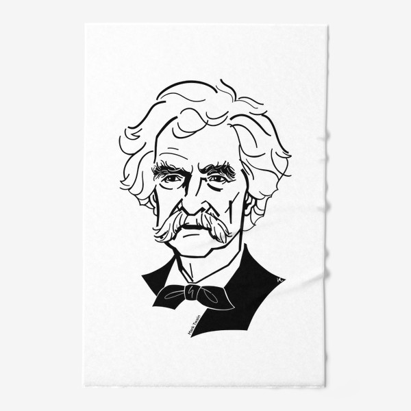 Полотенце «Марк Твен, графический портрет писателя, черно-белый»