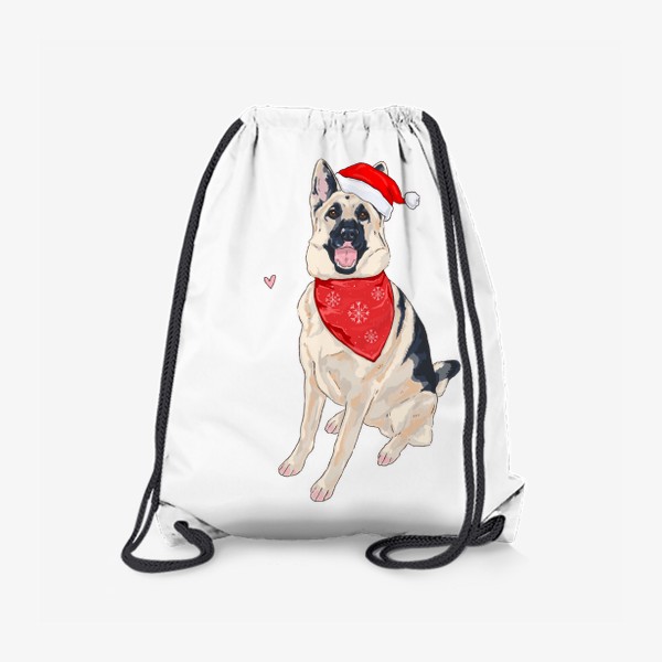 Рюкзак «Новый год овчарка шапка дед мороз собаки»