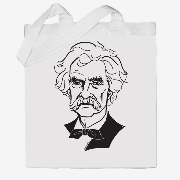 Сумка хб «Марк Твен, графический портрет писателя, черно-белый»