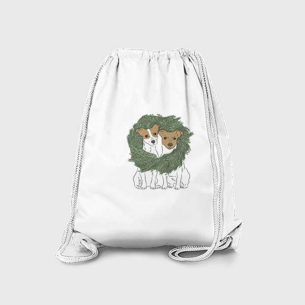 Рюкзак «собачки с новогодним венком»