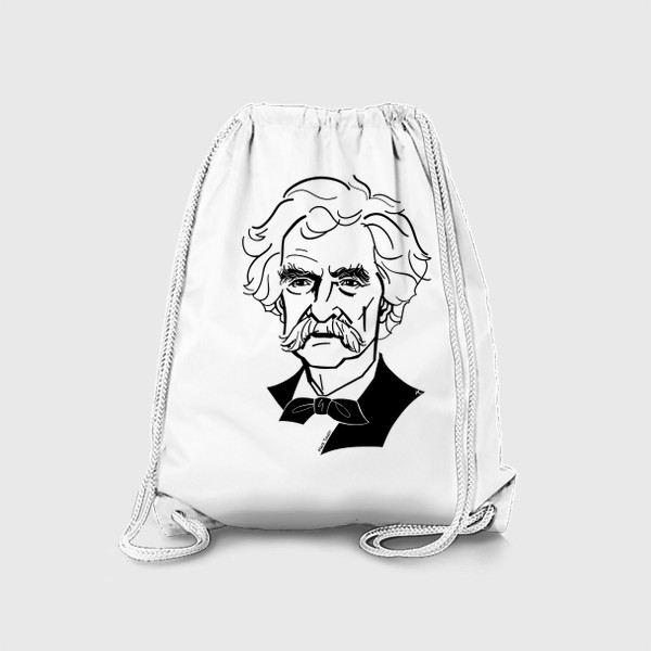 Рюкзак «Марк Твен, графический портрет писателя, черно-белый»