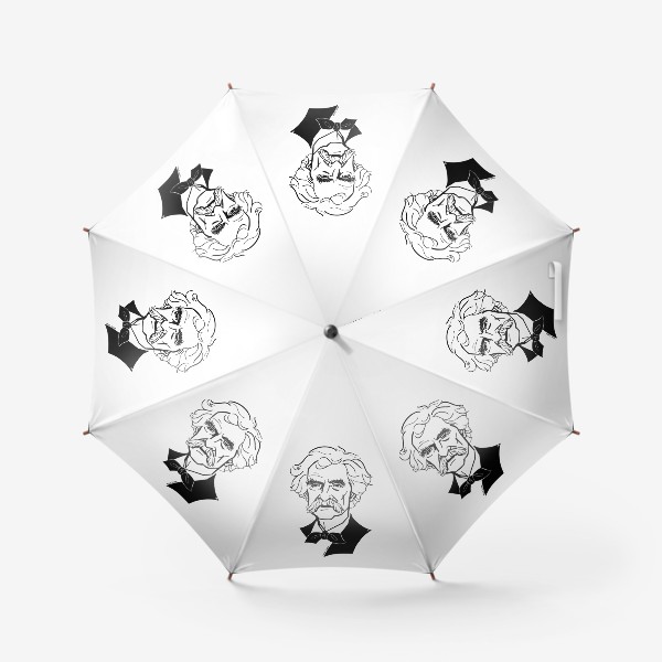 Зонт «Марк Твен, графический портрет писателя, черно-белый»
