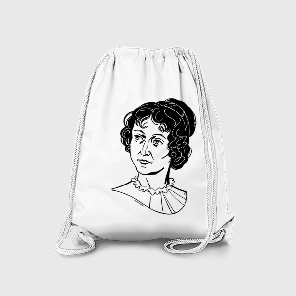 Рюкзак «Джейн Остин, графический портрет писательницы, черно-белый»