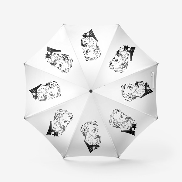 Зонт «Жюль Верн, графический портрет писателя, черно-белый»