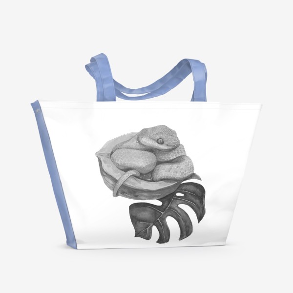 Пляжная сумка «Змея и лист монстеры»