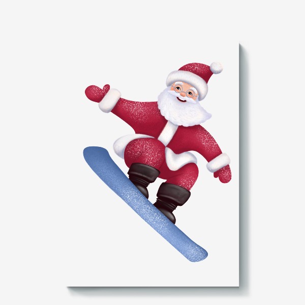 Холст «Дед Мороз на сноуборде»