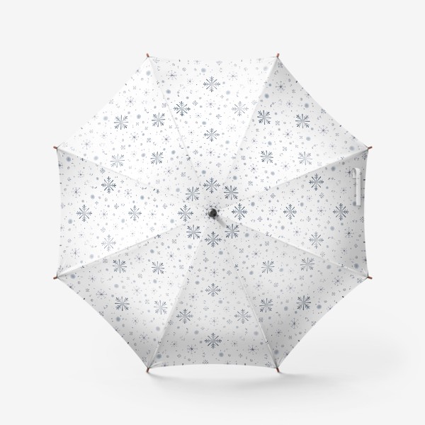 Зонт «Акварельный новогодний бесшовный фон c зимними иллюстрациями голубых снежинок. Падающий снег»