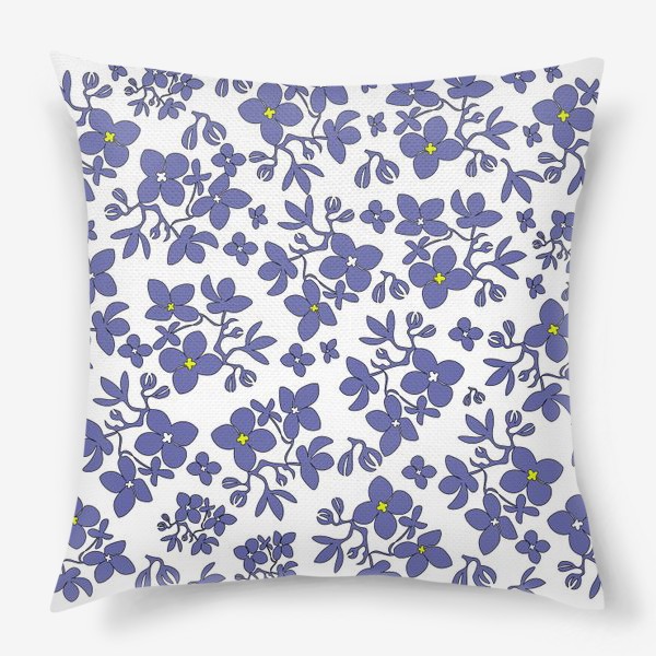 Подушка «цветочный паттерн в фиолетово-сиреневых тонах»