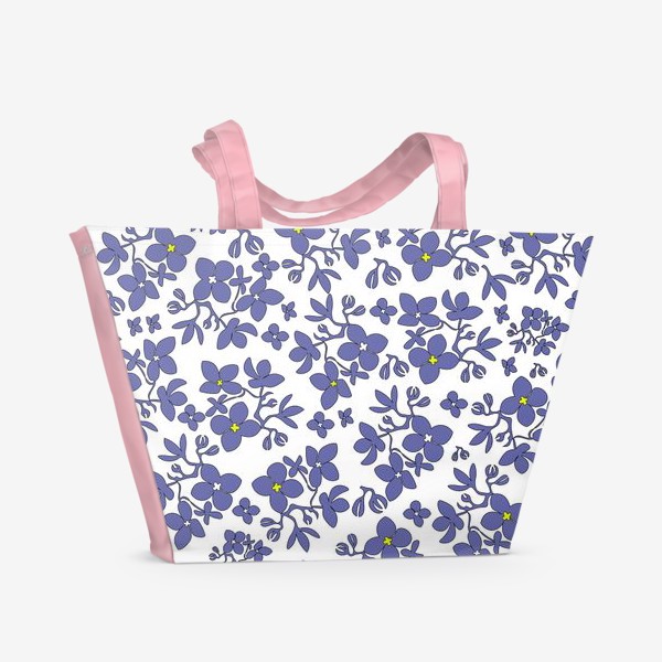 Пляжная сумка «цветочный паттерн в фиолетово-сиреневых тонах»