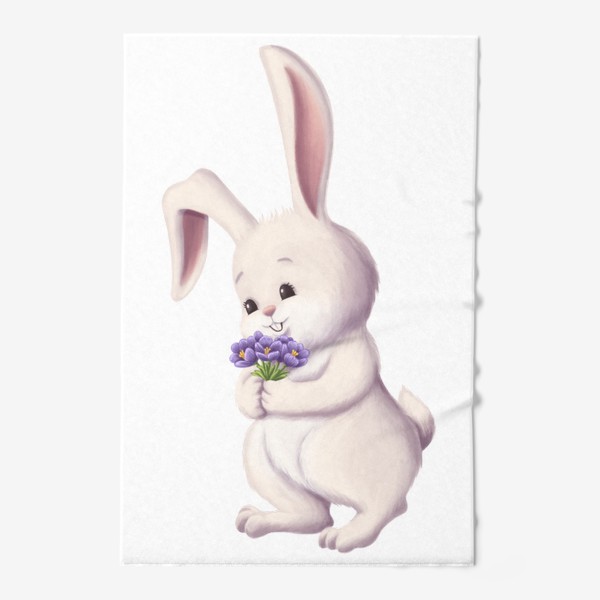 Полотенце «Кролик и букет крокусов»