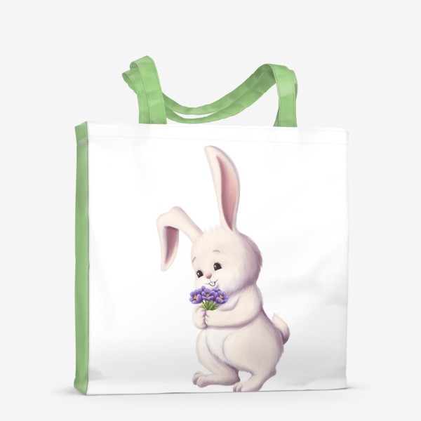 Сумка-шоппер «Кролик и букет крокусов»