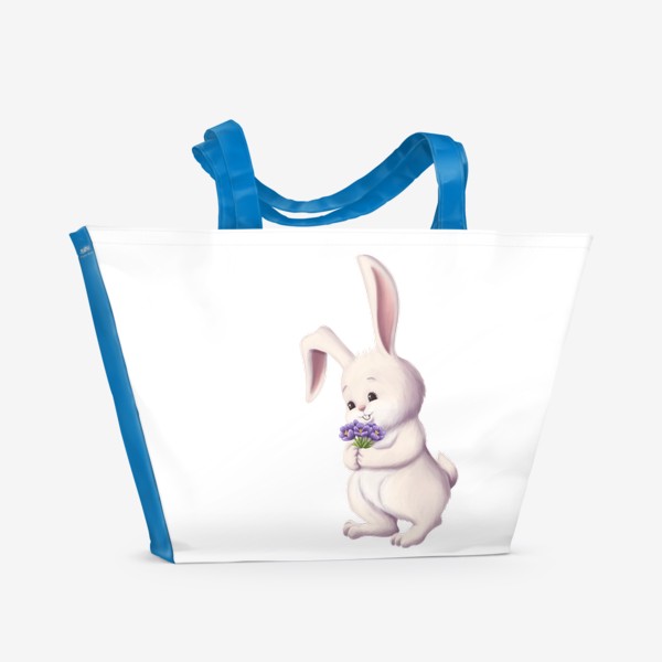 Пляжная сумка «Кролик и букет крокусов»
