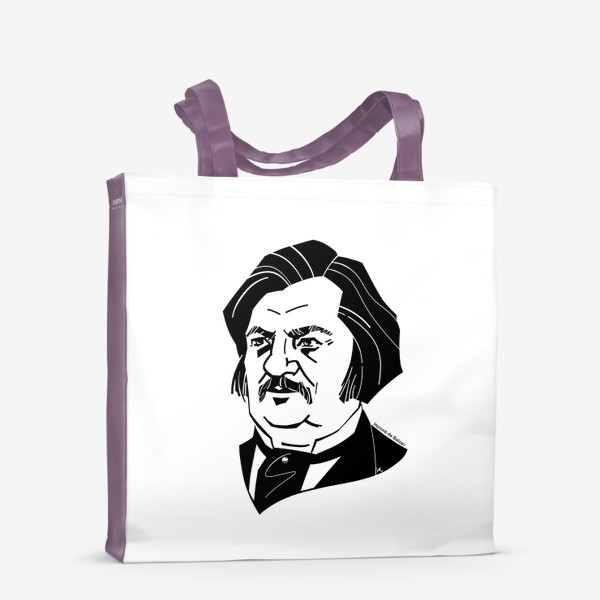 Сумка-шоппер «Оноре де Бальзак, графический портрет писателя, черно-белый»