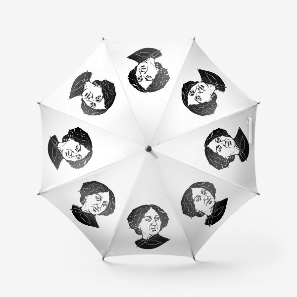 Зонт «Жорж Санд, графический портрет писательницы, черно-белый»