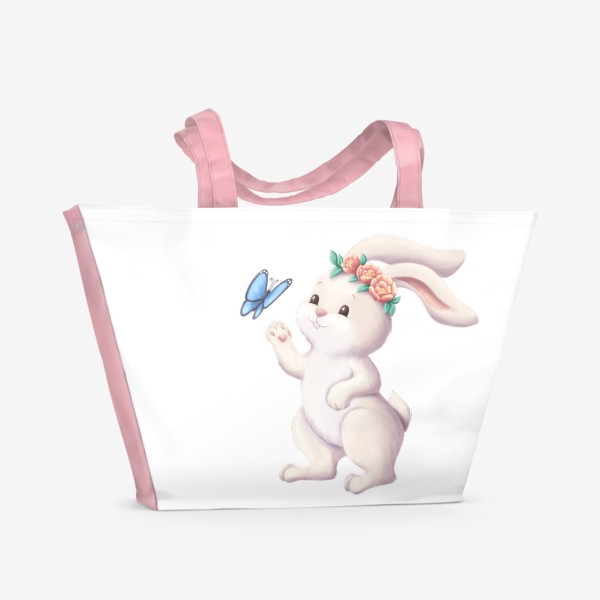 Пляжная сумка «Кролик и бабочка»