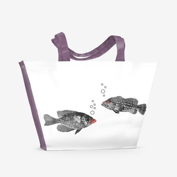 Пляжная сумка «Рыбы. Коллаж.»