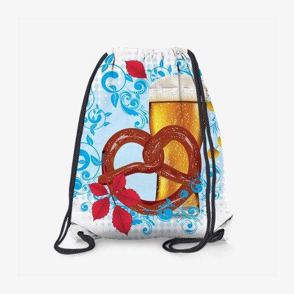 Рюкзак «Крендель с пивом и красными листьями»