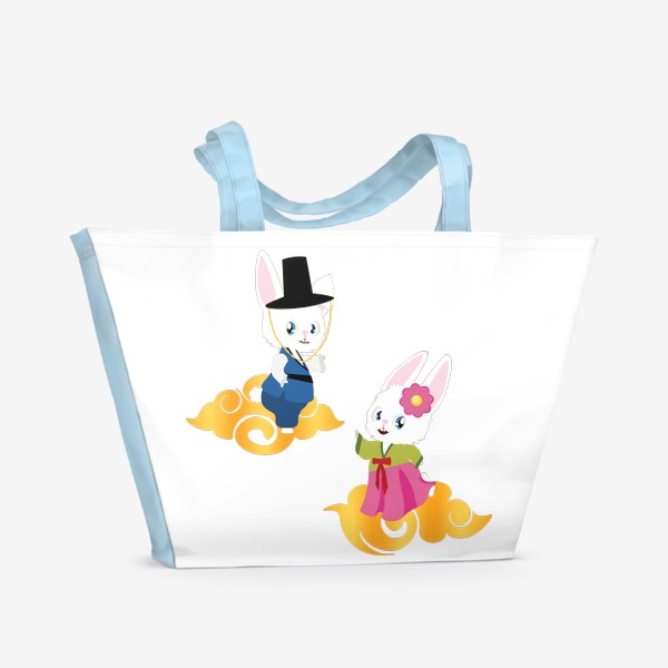 Пляжная сумка «Пара кроликов в ханбоках»