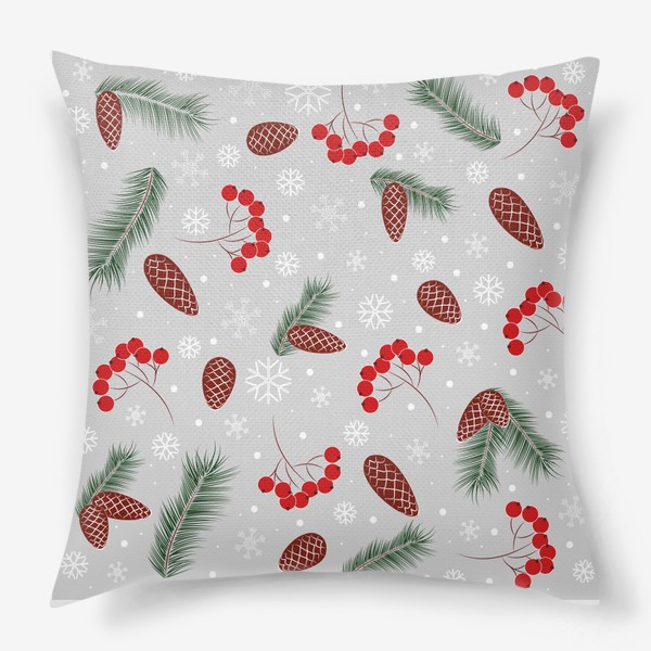 Подушка «Шишки и ягоды. Зима»