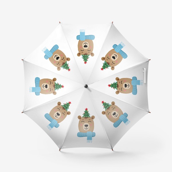 Зонт «Мишка в шапке в виде новогодней ёлки»