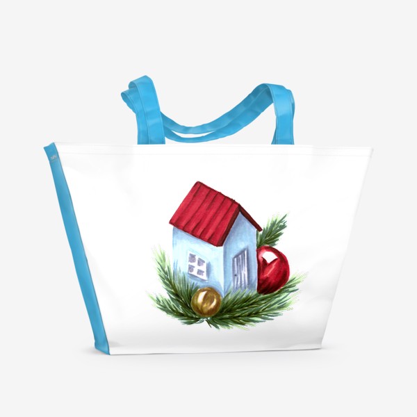 Пляжная сумка «Новогодний домик»