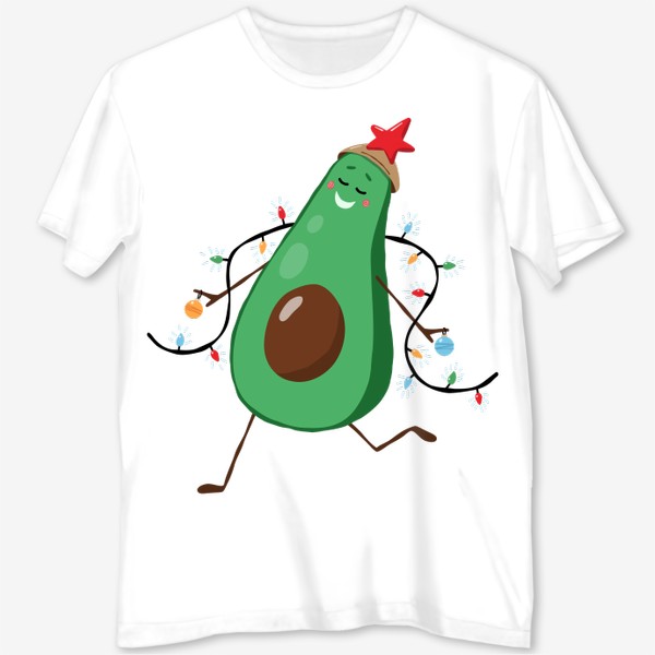 Футболка с полной запечаткой «Авокадо в костюме ёлки. Новогоднее настроение»