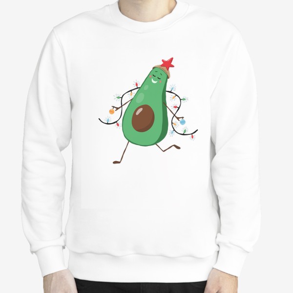 Свитшот «Авокадо в костюме ёлки. Новогоднее настроение»