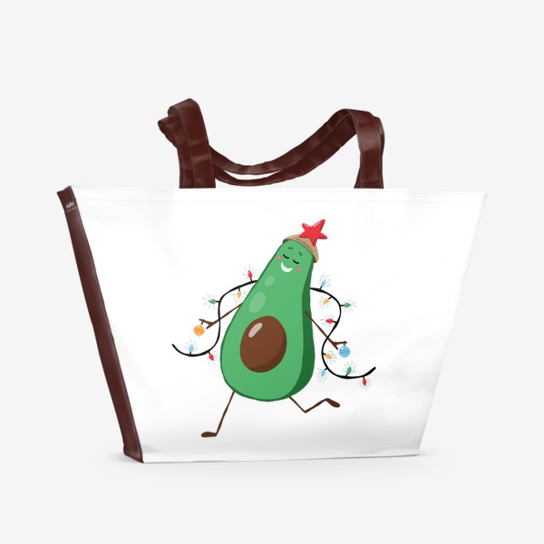 Пляжная сумка «Авокадо в костюме ёлки. Новогоднее настроение»