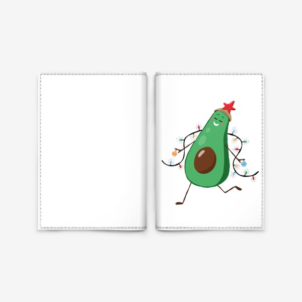 Обложка для паспорта «Авокадо в костюме ёлки. Новогоднее настроение»