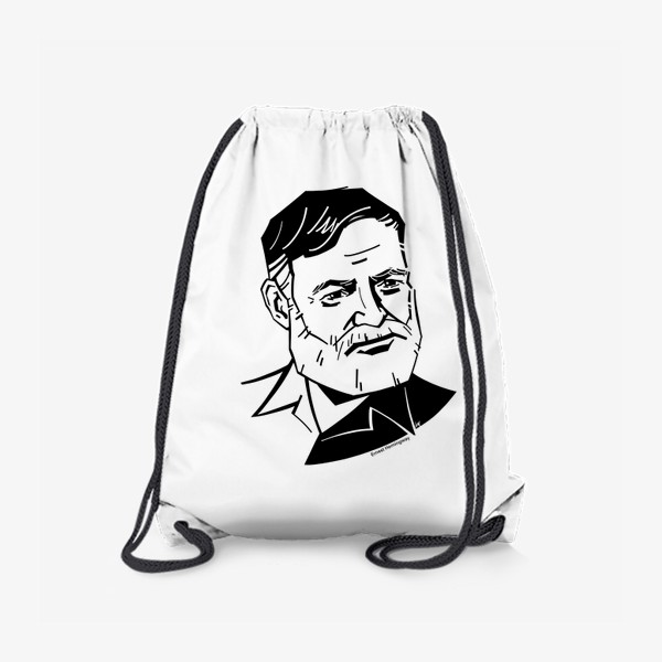 Рюкзак «Эрнест Хемингуэй, графический портрет писателя, черно-белый»