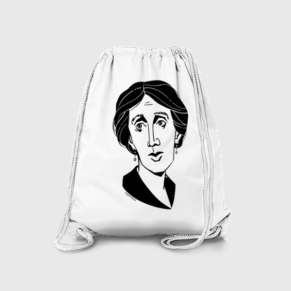 Рюкзак «Вирджиния Вулф, графический портрет писательницы, черно-белый»