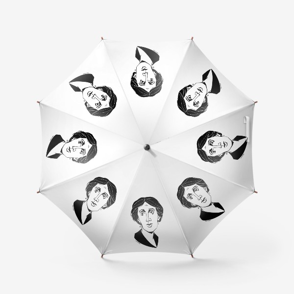 Зонт «Вирджиния Вулф, графический портрет писательницы, черно-белый»
