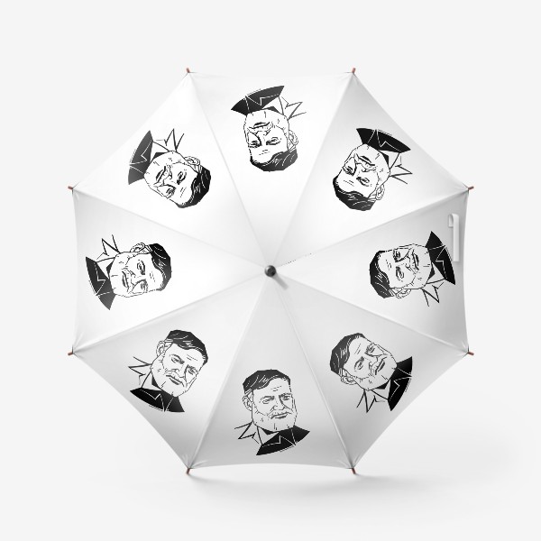 Зонт «Эрнест Хемингуэй, графический портрет писателя, черно-белый»