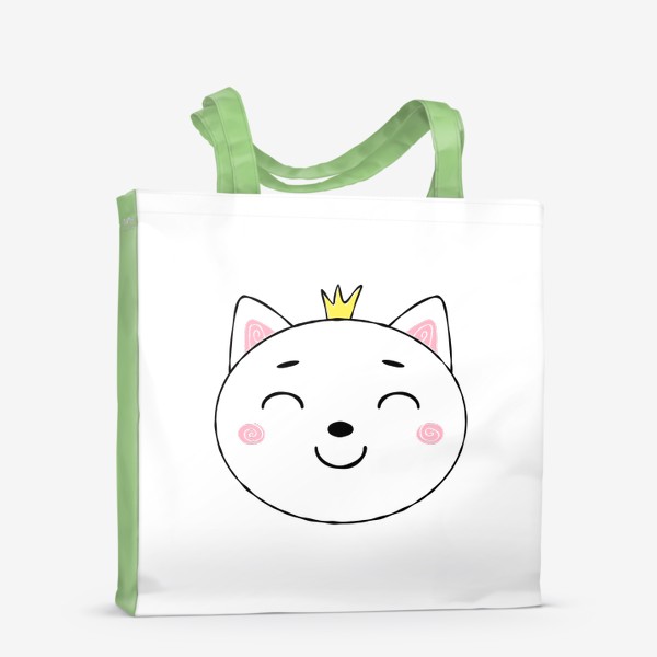 Сумка-шоппер «Кошечка с розовыми щёчками и золотой короной»