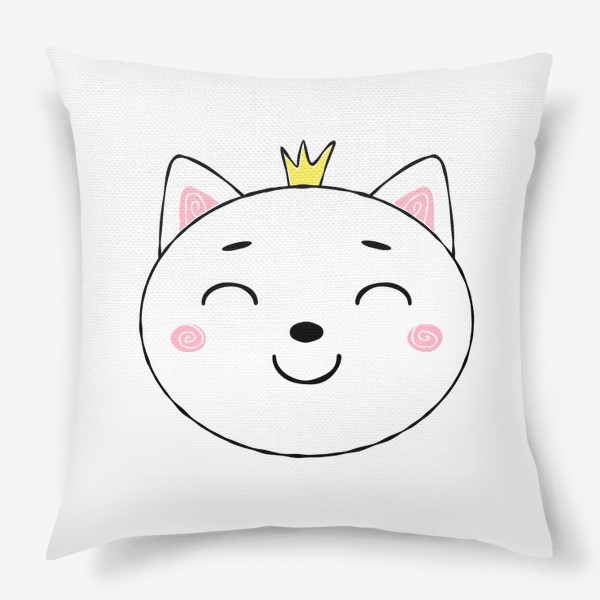 Подушка «Кошечка с розовыми щёчками и золотой короной»