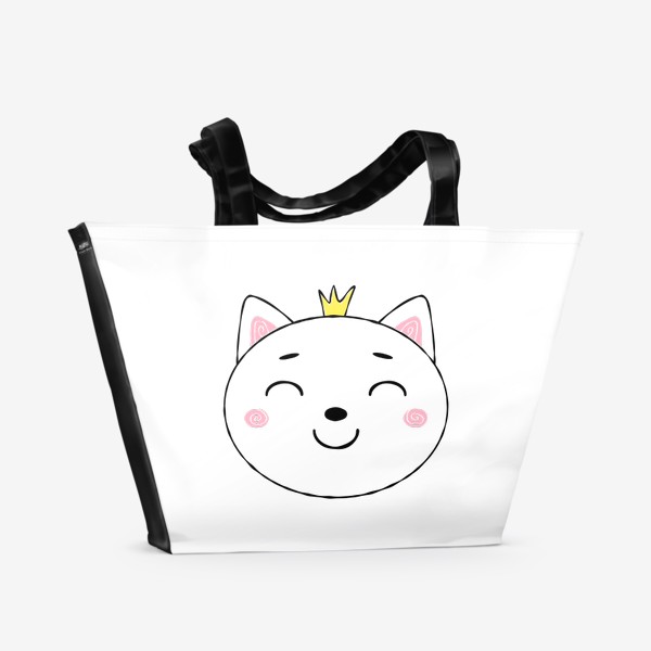 Пляжная сумка «Кошечка с розовыми щёчками и золотой короной»