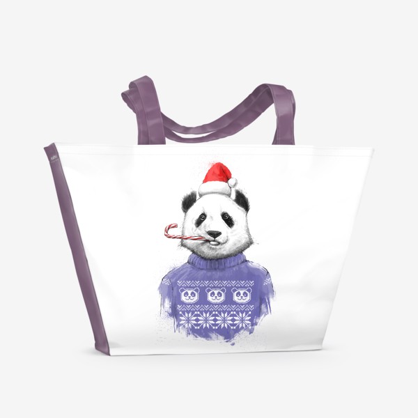 Пляжная сумка « Новогодняя панда»