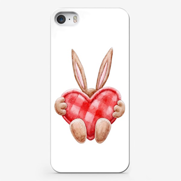 Чехол iPhone «Зайчик к красных сердцем, серия Ушастые, Новый год 2023»
