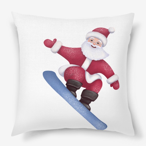 Подушка «Дед Мороз на сноуборде»
