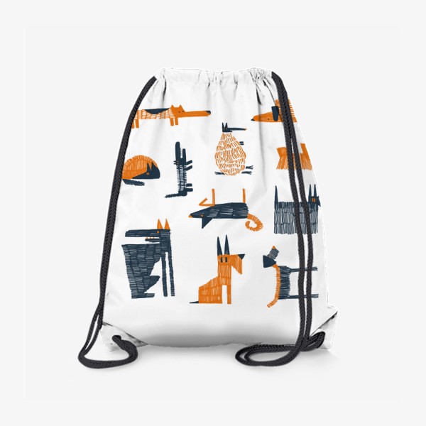 Рюкзак «Яркие графичные нарисованные вручную иллюстрации стилизованных собачек. Разные породы собак в современном стиле»