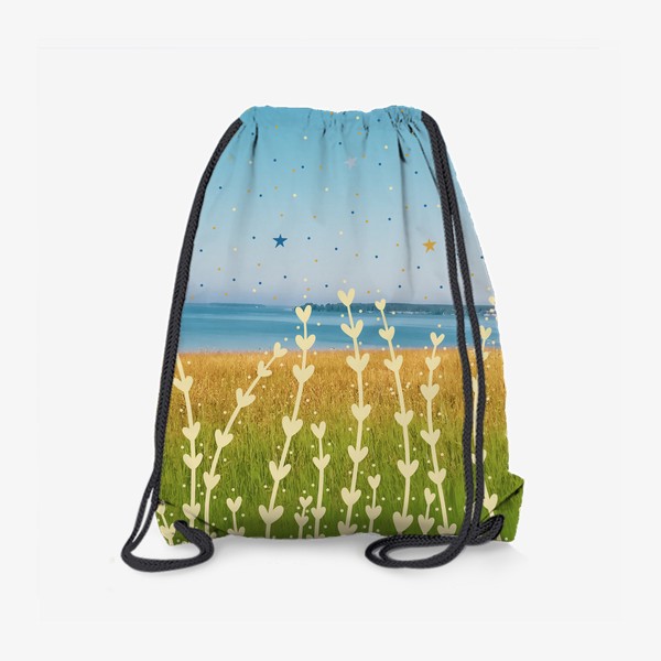 Рюкзак «Море и берег с высокой травой - летний пейзаж»