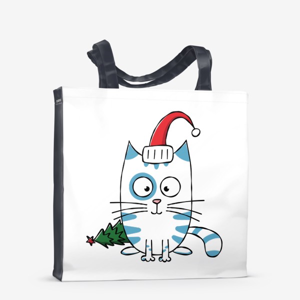 Сумка-шоппер «Новогодний котик уронил ёлку»