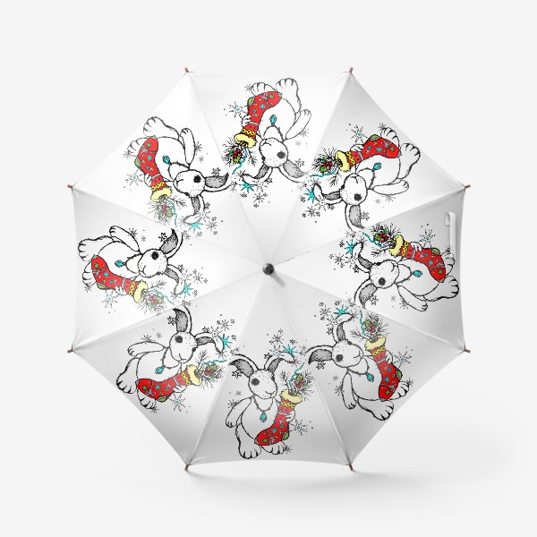 Зонт «Счастливый Кролик со Снежинками»
