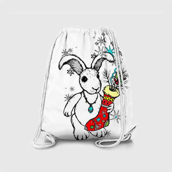 Рюкзак «Счастливый Кролик со Снежинками»