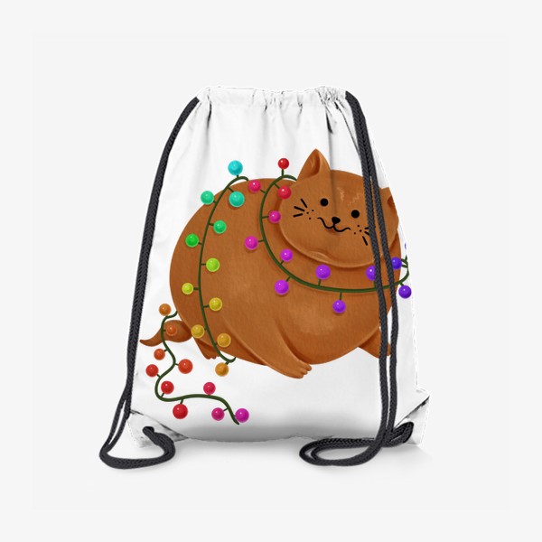 Рюкзак «Толстый кот с гирляндой»